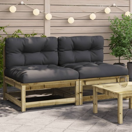 vidaXL Gartensofas ohne Armlehnen mit Kissen 2 Stk. Kiefernholz