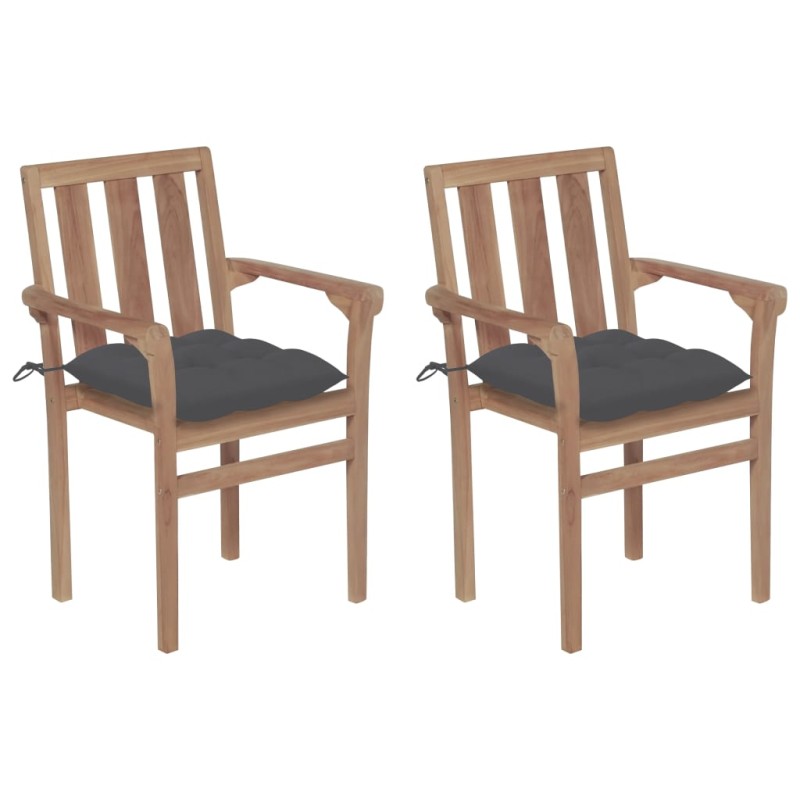 vidaXL Gartenstühle 2 Stk. mit Anthrazit Kissen Massivholz Teak vidaXL Gartenstühle 2 Stk. mit Anthrazit Kissen Massivholz Teak