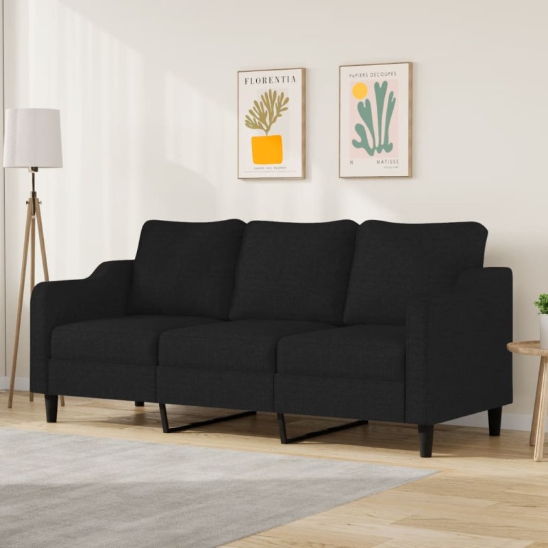 vidaXL 3-Sitzer-Sofa Schwarz 180 cm Stoff vidaXL 3-Sitzer-Sofa Schwarz 180 cm Stoff