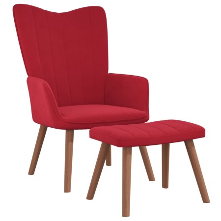 vidaXL Relaxsessel mit Hocker Weinrot Samt