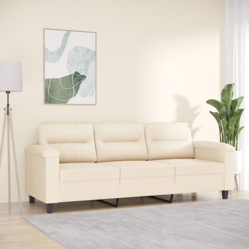 vidaXL 3-Sitzer-Sofa Beige 180 cm Mikrofasergewebe vidaXL 3-Sitzer-Sofa Beige 180 cm Mikrofasergewebe