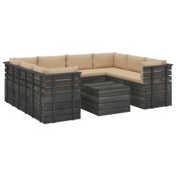 vidaXL 9-tlg. Garten-Sofagarnitur aus Paletten mit Kissen Kiefernholz