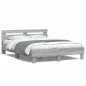 vidaXL Bettgestell mit Kopfteil LED-Beleuchtung Grau Sonoma 140x200 cm vidaXL Bettgestell mit Kopfteil LED-Beleuchtung Grau Sonoma 140x200 cm