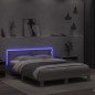 vidaXL Bettgestell mit Kopfteil LED-Beleuchtung Grau Sonoma 140x200 cm vidaXL Bettgestell mit Kopfteil LED-Beleuchtung Grau Sonoma 140x200 cm