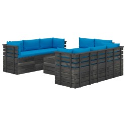9-tlg. Garten-Sofagarnitur aus Paletten mit Kissen Kiefernholz