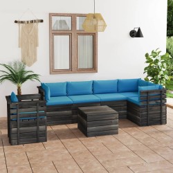 7-tlg. Garten-Sofagarnitur aus Paletten mit Kissen Kiefernholz