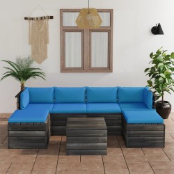 7-tlg. Garten-Sofagarnitur aus Paletten mit Kissen Kiefernholz