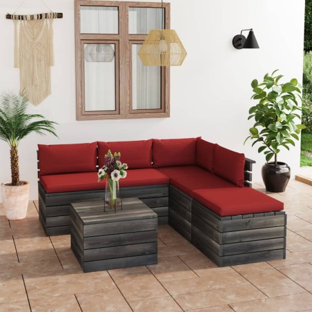 vidaXL 6-tlg. Garten-Sofagarnitur aus Paletten mit Kissen Kiefernholz