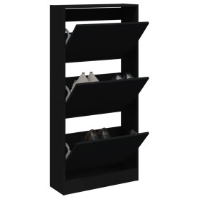 vidaXL Schuhschrank Schwarz 60x21x125,5 cm Holzwerkstoff