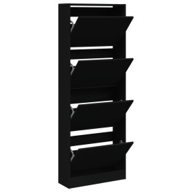 vidaXL Schuhschrank Schwarz 60x21x163,5 cm Holzwerkstoff