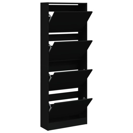 vidaXL Schuhschrank Schwarz 60x21x163,5 cm Holzwerkstoff