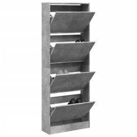 vidaXL Schuhschrank Betongrau 60x21x163,5 cm Holzwerkstoff