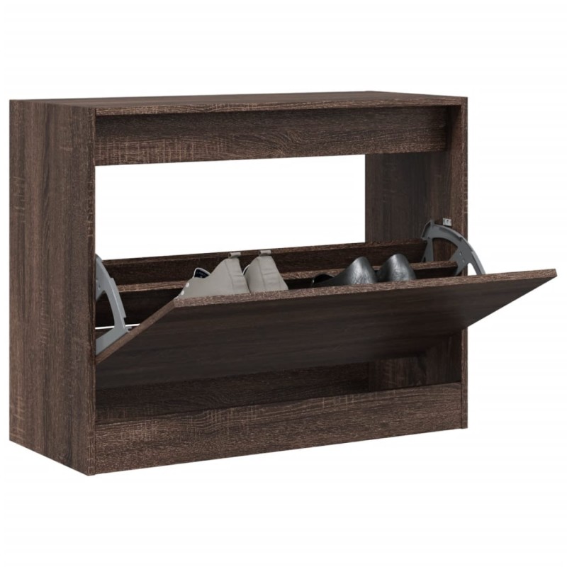 vidaXL Schuhschrank Braun Eichen-Optik 80x34x63 cm Holzwerkstoff vidaXL Schuhschrank Braun Eichen-Optik 80x34x63 cm Holzwerkstoff