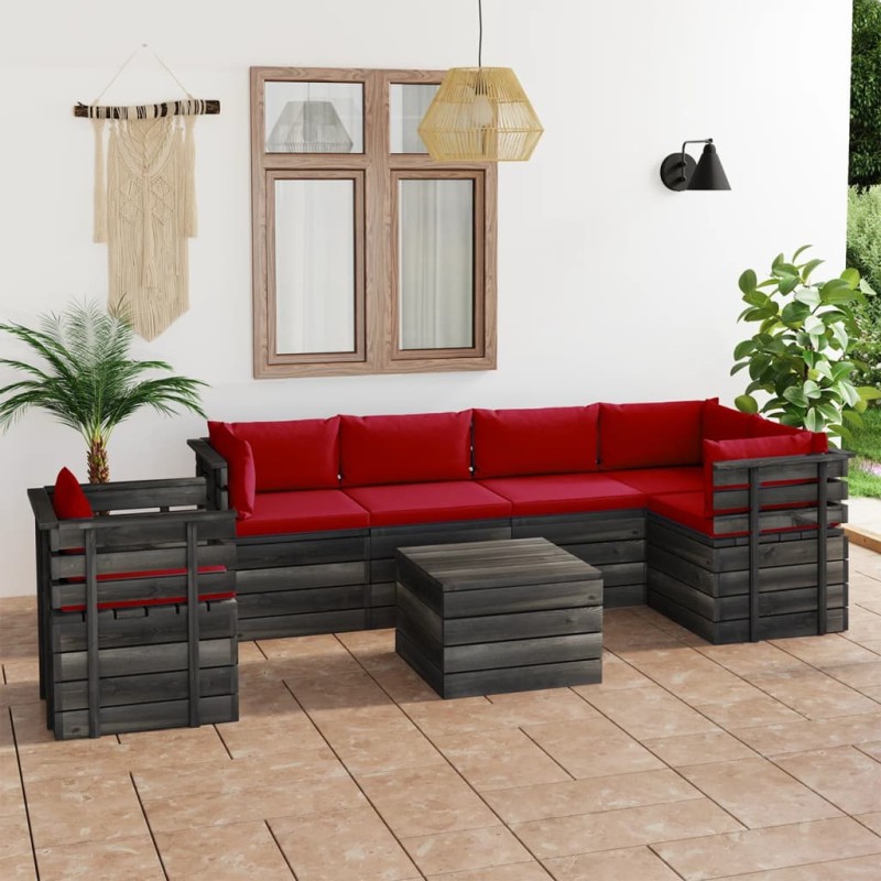 7-tlg. Garten-Sofagarnitur aus Paletten mit Kissen Kiefernholz 7-tlg. Garten-Sofagarnitur aus Paletten mit Kissen Kiefernholz