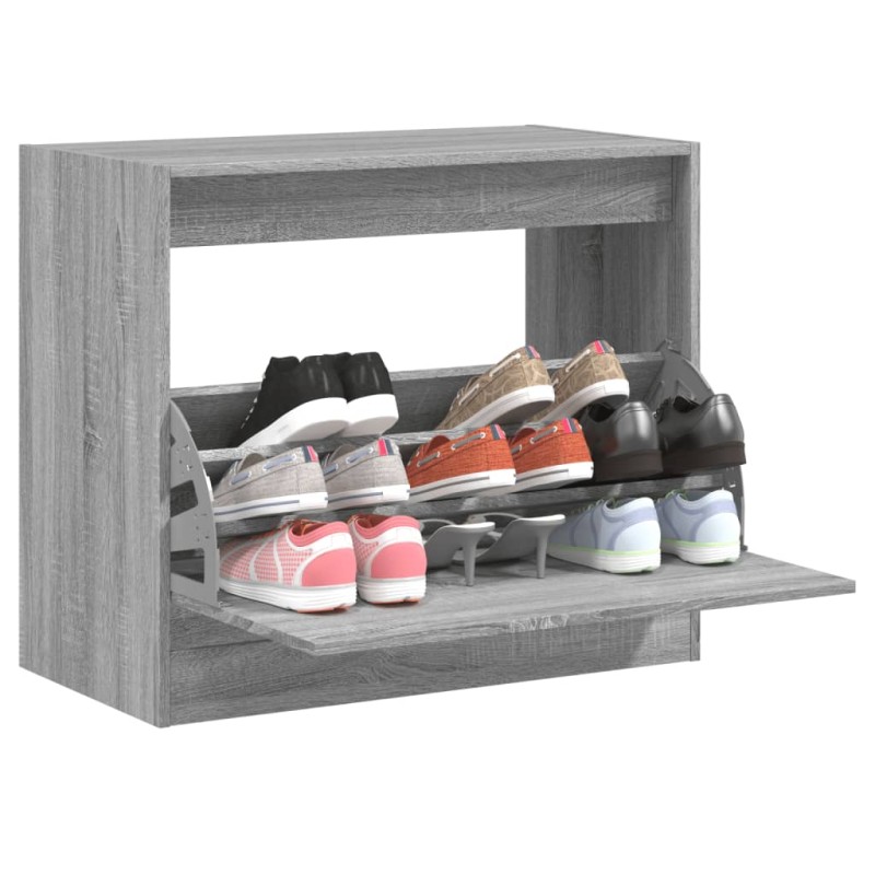 vidaXL Schuhschrank Grau Sonoma 80x42x69 cm Holzwerkstoff vidaXL Schuhschrank Grau Sonoma 80x42x69 cm Holzwerkstoff