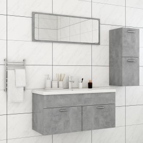 vidaXL Badmöbel-Set Betongrau Holzwerkstoff