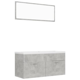 vidaXL Badmöbel-Set Betongrau Holzwerkstoff