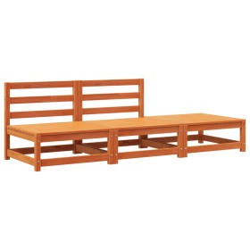 vidaXL Gartensofa ohne Armlehnen mit Fußhocker Wachsbraun Kiefernholz