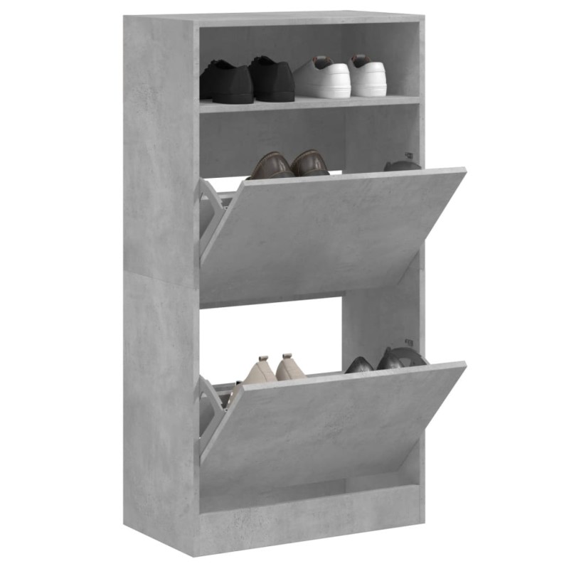 vidaXL Schuhschrank Betongrau 60x34x116 cm Holzwerkstoff vidaXL Schuhschrank Betongrau 60x34x116 cm Holzwerkstoff