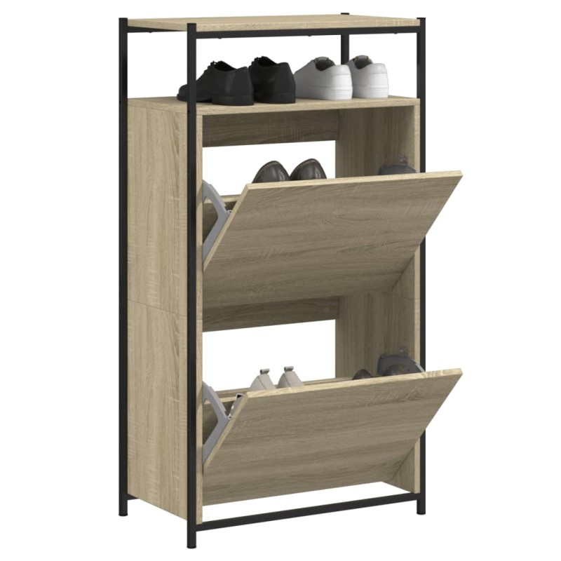 vidaXL Schuhschrank Sonoma-Eiche 60x34x112 cm Holzwerkstoff vidaXL Schuhschrank Sonoma-Eiche 60x34x112 cm Holzwerkstoff