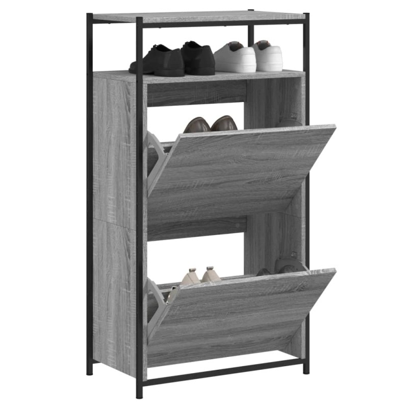 vidaXL Schuhschrank Grau Sonoma 60x34x112 cm Holzwerkstoff vidaXL Schuhschrank Grau Sonoma 60x34x112 cm Holzwerkstoff