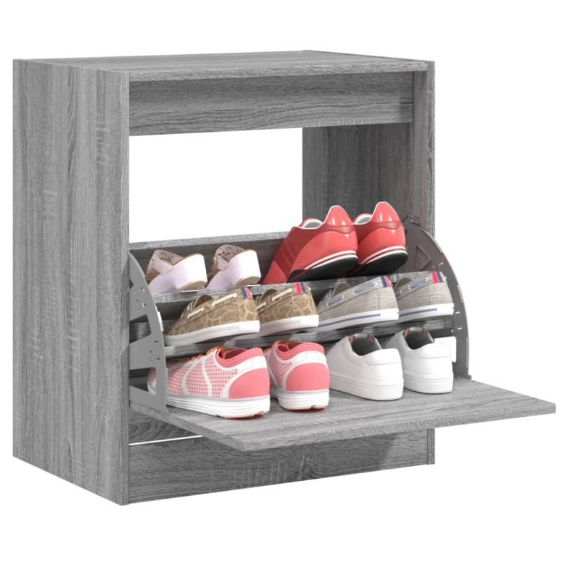 vidaXL Schuhschrank Grau Sonoma 60x42x69 cm Holzwerkstoff vidaXL Schuhschrank Grau Sonoma 60x42x69 cm Holzwerkstoff