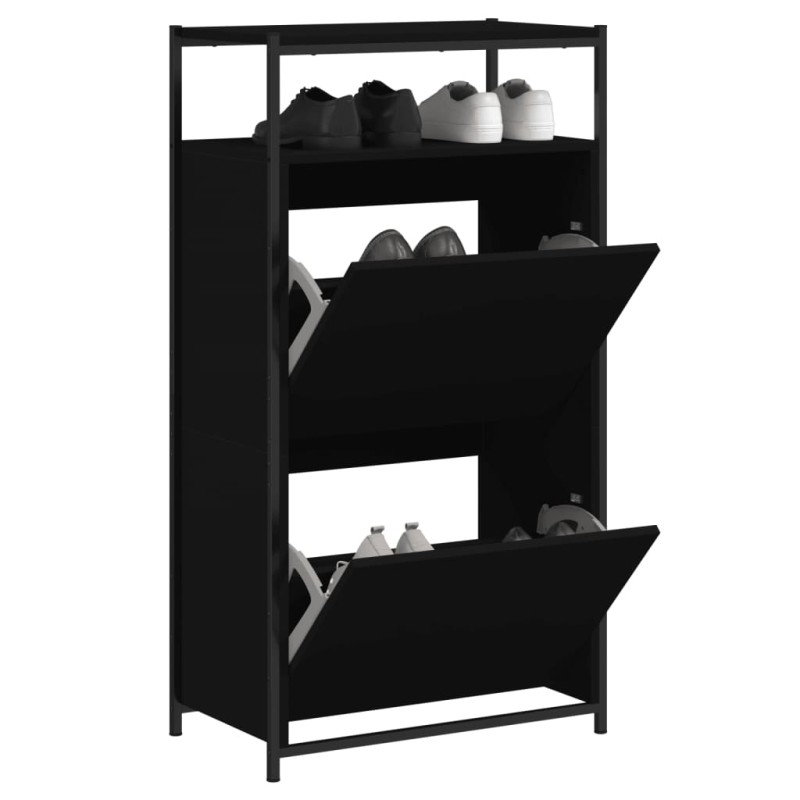 vidaXL Schuhschrank Schwarz 60x34x112 cm Holzwerkstoff vidaXL Schuhschrank Schwarz 60x34x112 cm Holzwerkstoff