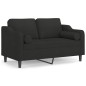 vidaXL 2-Sitzer-Sofa mit Zierkissen Schwarz 120 cm Stoff vidaXL 2-Sitzer-Sofa mit Zierkissen Schwarz 120 cm Stoff