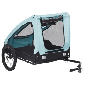 vidaXL Fahrradanhänger für Hunde Blau und Schwarz