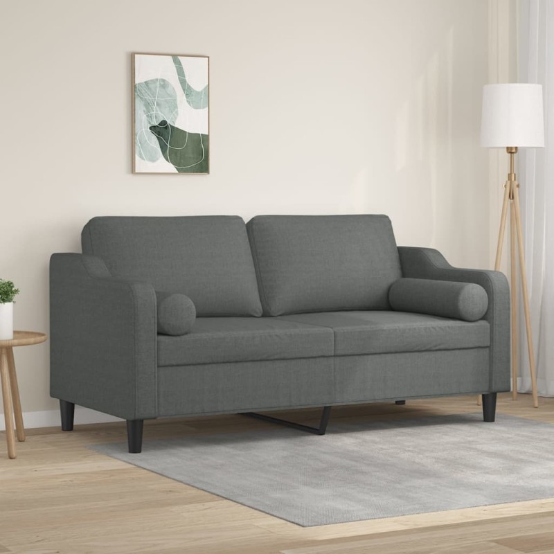 vidaXL 2-Sitzer-Sofa mit Zierkissen Dunkelgrau 140 cm Stoff vidaXL 2-Sitzer-Sofa mit Zierkissen Dunkelgrau 140 cm Stoff