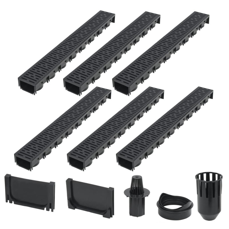 vidaXL Entwässerungskanäle 6 Stk. Kunststoff 6 m vidaXL Entwässerungskanäle 6 Stk. Kunststoff 6 m
