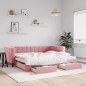 vidaXL Tagesbett Ausziehbar mit Schubladen Rosa 90x200 cm Samt vidaXL Tagesbett Ausziehbar mit Schubladen Rosa 90x200 cm Samt