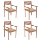 Gartenstühle 4 Stk. mit Beigen Kissen Massivholz Teak Gartenstühle 4 Stk. mit Beigen Kissen Massivholz Teak