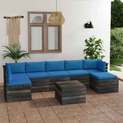 8-tlg. Garten-Sofagarnitur aus Paletten mit Kissen Kiefernholz