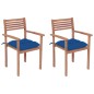 Gartenstühle 2 Stk. mit Blauen Kissen Massivholz Teak Gartenstühle 2 Stk. mit Blauen Kissen Massivholz Teak