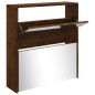 vidaXL Schuhschrank mit Spiegel 2 Fächer Räuchereiche 63x17x67 cm vidaXL Schuhschrank mit Spiegel 2 Fächer Räuchereiche 63x17x67 cm