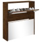 vidaXL Schuhschrank mit Spiegel 2 Fächer Räuchereiche 63x17x67 cm vidaXL Schuhschrank mit Spiegel 2 Fächer Räuchereiche 63x17x67 cm