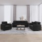 vidaXL 3-tlg. Sofagarnitur mit Kissen Schwarz Mikrofasergewebe vidaXL 3-tlg. Sofagarnitur mit Kissen Schwarz Mikrofasergewebe