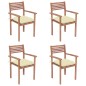 Gartenstühle 4 Stk. mit Cremeweißen Kissen Massivholz Teak Gartenstühle 4 Stk. mit Cremeweißen Kissen Massivholz Teak