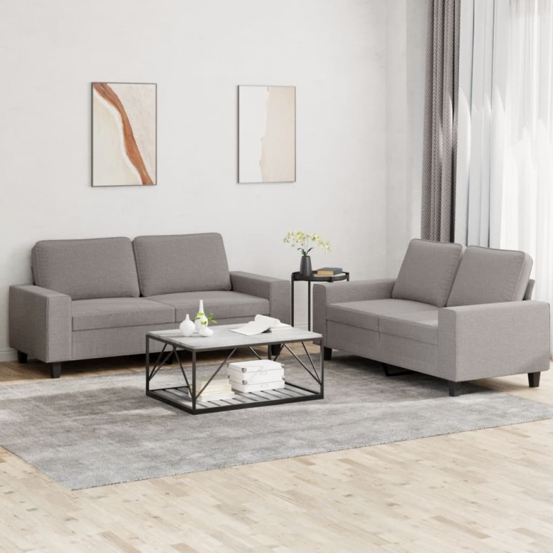 vidaXL 2-tlg. Sofagarnitur Taupe Stoff vidaXL 2-tlg. Sofagarnitur Taupe Stoff