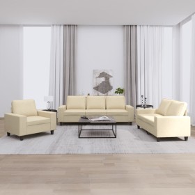 vidaXL 3-tlg. Sofagarnitur Creme Stoff