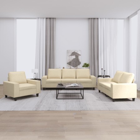 vidaXL 3-tlg. Sofagarnitur Creme Stoff