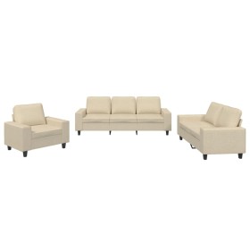 vidaXL 3-tlg. Sofagarnitur Creme Stoff