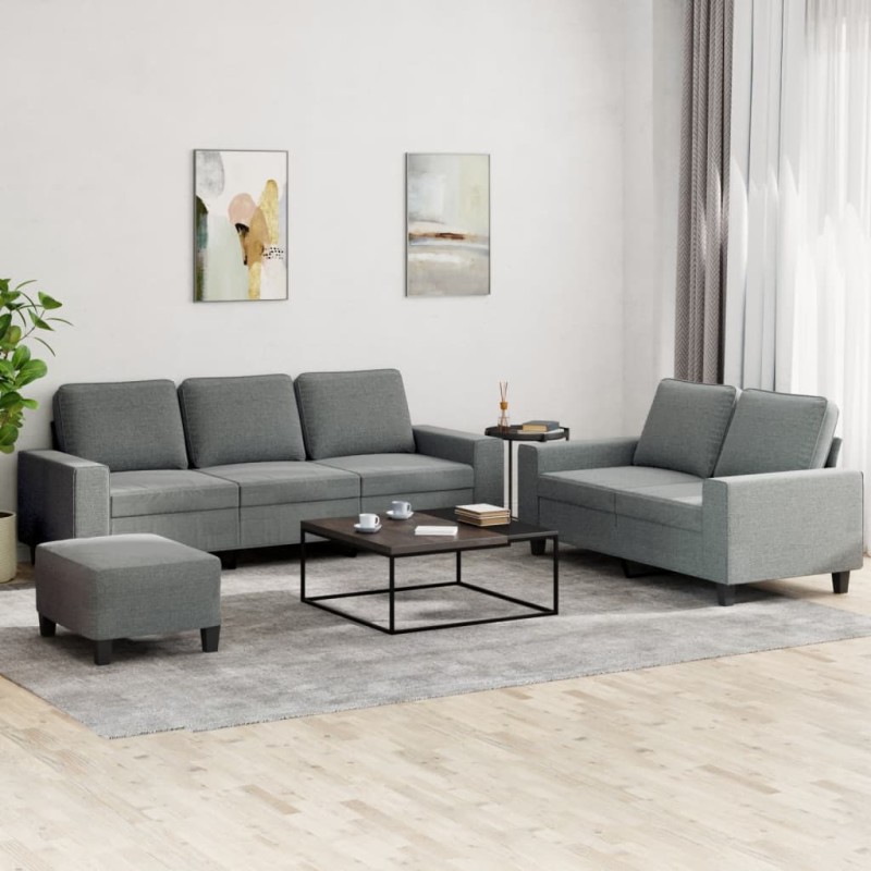 vidaXL 3-tlg. Sofagarnitur Dunkelgrau Stoff vidaXL 3-tlg. Sofagarnitur Dunkelgrau Stoff