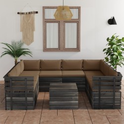 vidaXL 9-tlg. Garten-Sofagarnitur aus Paletten mit Kissen Kiefernholz