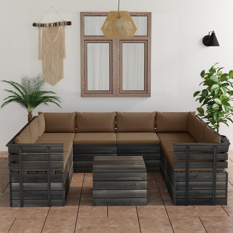 vidaXL 9-tlg. Garten-Sofagarnitur aus Paletten mit Kissen Kiefernholz vidaXL 9-tlg. Garten-Sofagarnitur aus Paletten mit Kissen Kiefernholz