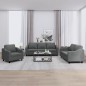 vidaXL 3-tlg. Sofagarnitur mit Kissen Dunkelgrau Stoff vidaXL 3-tlg. Sofagarnitur mit Kissen Dunkelgrau Stoff