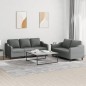 vidaXL 2-tlg. Sofagarnitur mit Kissen Dunkelgrau Stoff vidaXL 2-tlg. Sofagarnitur mit Kissen Dunkelgrau Stoff