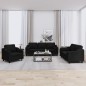 vidaXL 3-tlg. Sofagarnitur mit Kissen Schwarz Stoff vidaXL 3-tlg. Sofagarnitur mit Kissen Schwarz Stoff