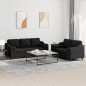 vidaXL 2-tlg. Sofagarnitur mit Kissen Schwarz Stoff vidaXL 2-tlg. Sofagarnitur mit Kissen Schwarz Stoff